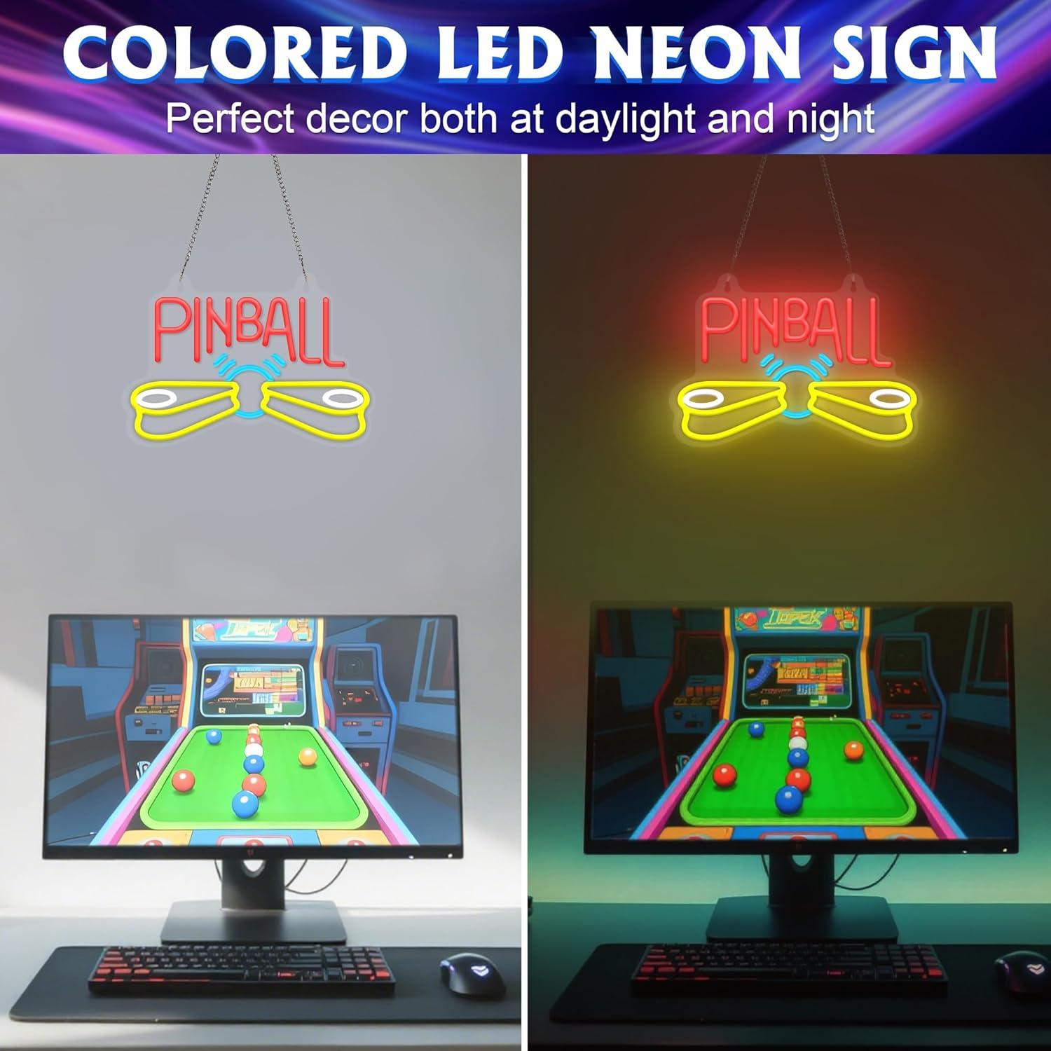 لافتة نيون لألعاب البينبول، تع - مراجعة Arcade Games & Vending Llc Photos وسعره